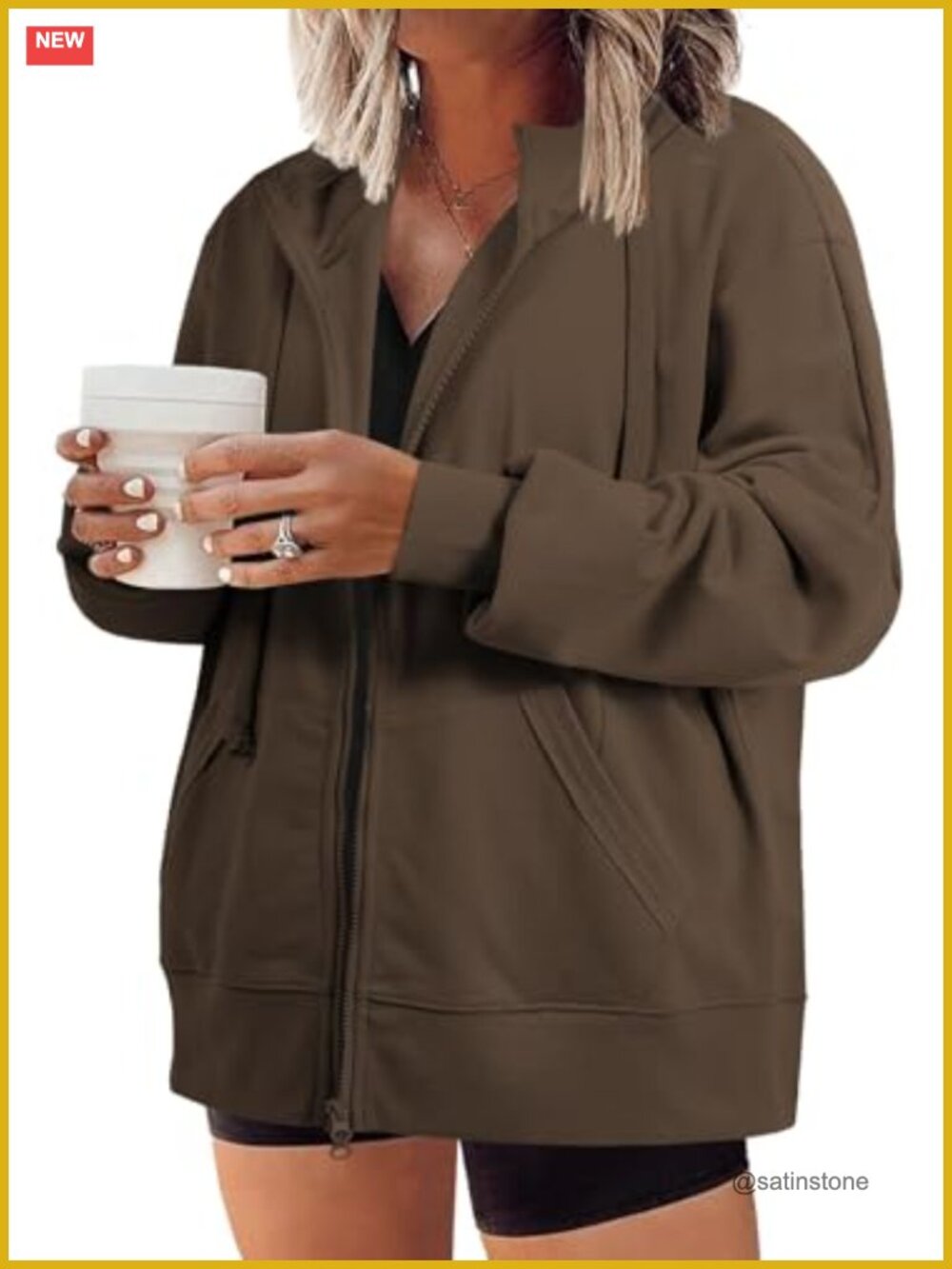 Plus Size Zip Up Hoodie Oversized Long Sleeve Sweatshirt
